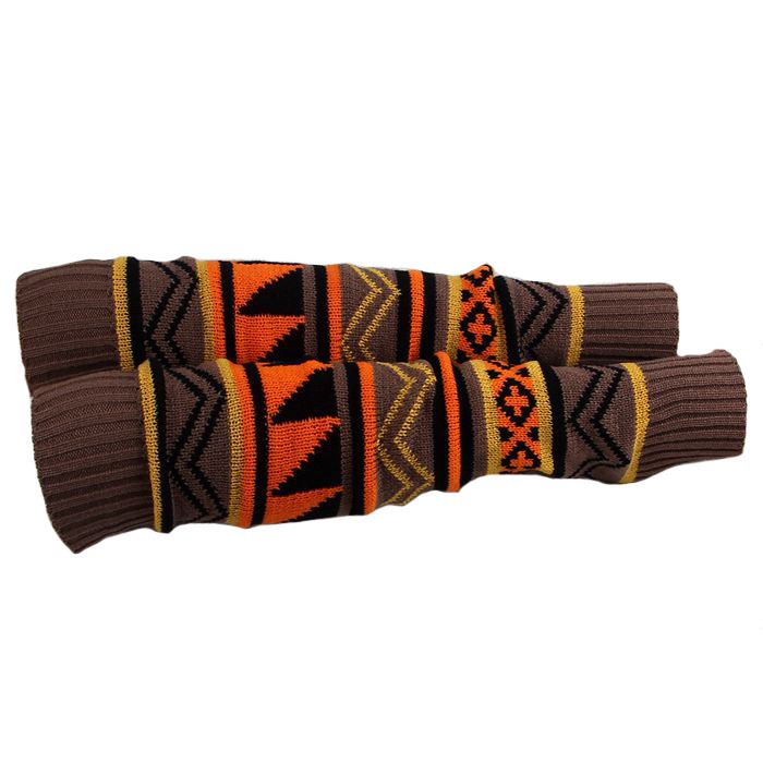 Geometric Pattern Knit Leg Warmers Womens Warm Patchwork Boot Socks